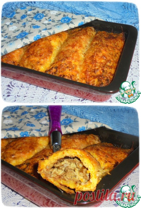 Тыквенные рулетики с печенью - кулинарный рецепт
