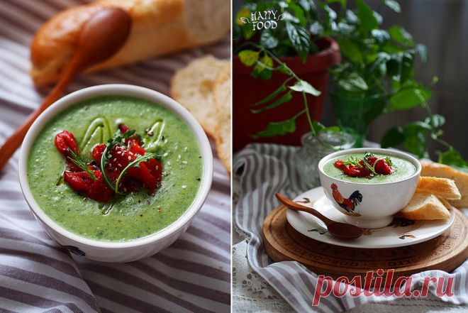Крем-суп со шпинатом и зеленым горошком - HAPPYFOOD