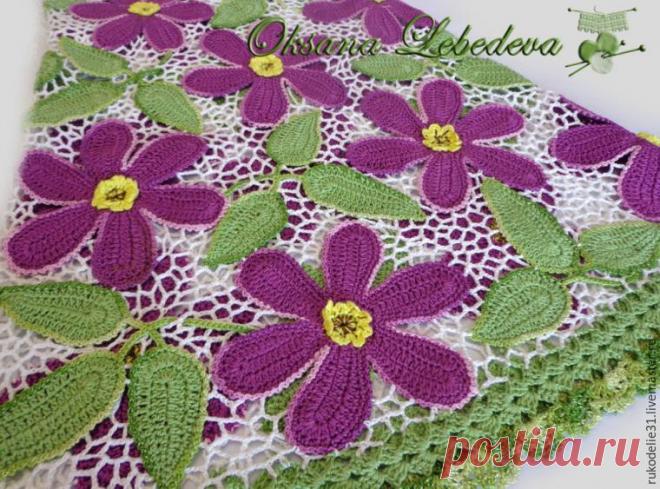 Вяжем крючком цветы и листья клематиса в натуральную величину - Ярмарка Мастеров - ручная работа, handmade