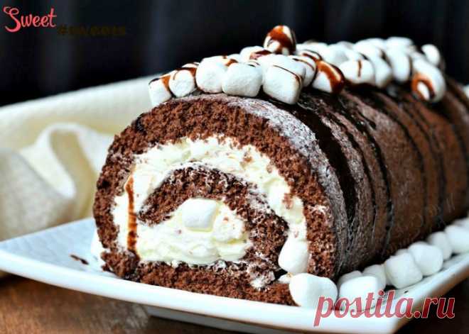 Шоколадный рулет с маршмеллоу | Sweet Twittes