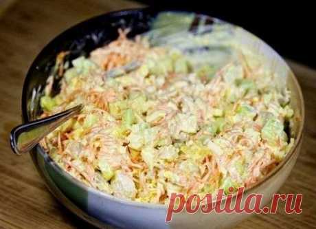 Вкусный салатик с корейской морковкой и курицей