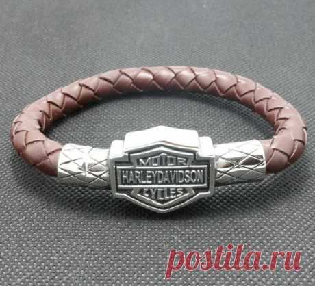 Купить кожаный плетеный браслет герб harley-davidson, харли-дэвидсон2 по низкой цене