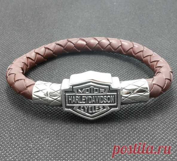 Купить кожаный плетеный браслет герб harley-davidson, харли-дэвидсон2 по низкой цене