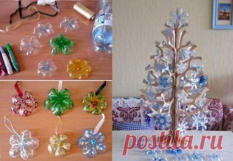 DIY Beautiful Snowflake Ornaments from Plastic Bottles | GoodHomeDIY.com