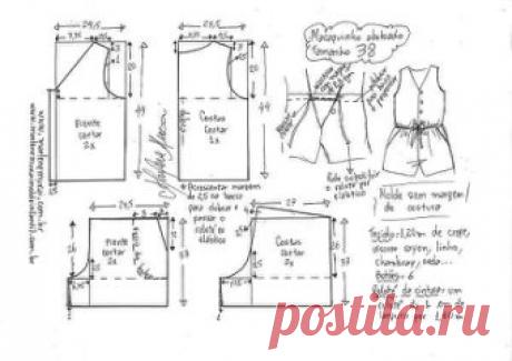 Моделируем летний комбинезон. Выкройка. Размер  Евро 36 - 50
