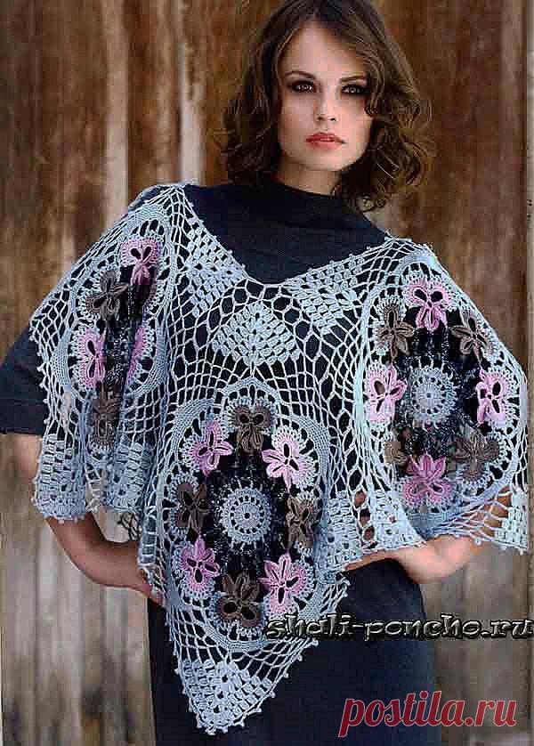 Пончо Турецкие цветы