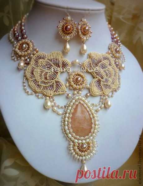 Колье, бусы ручной работы. Ярмарка Мастеров - ручная работа Колье &quot;Нежность розы&quot; розовый кварц, пресноводный жемчуг. Handmade. | kolyeler