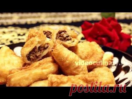 Жареная слоеная самса с мясом - Видеокулинария.рф - видео-рецепты Бабушки Эммы