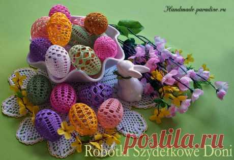 Как крахмалить вязаные пасхальные яйца - Handmade-Paradise