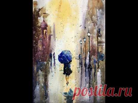 "Rain in the afternon" - wet on wet technique