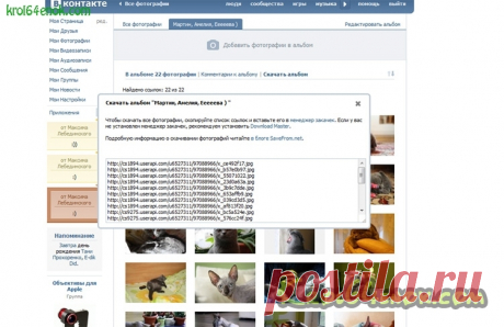 Массовая загрузка фотографий из vk.com