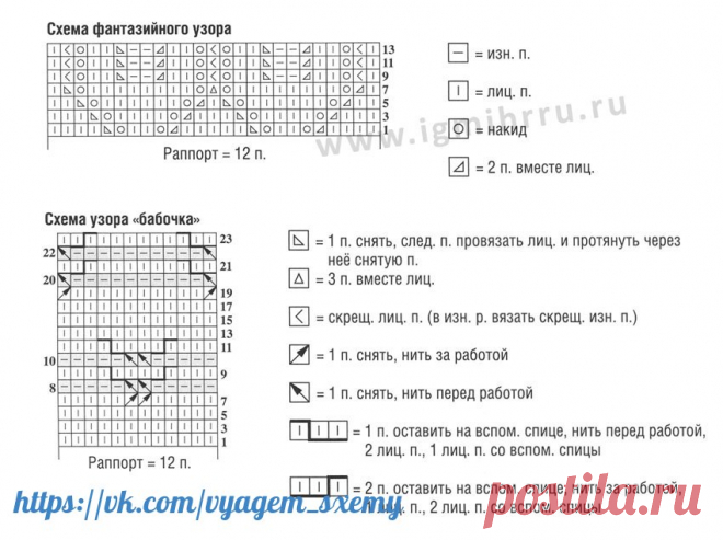 Схемы вязания спицами и крючком