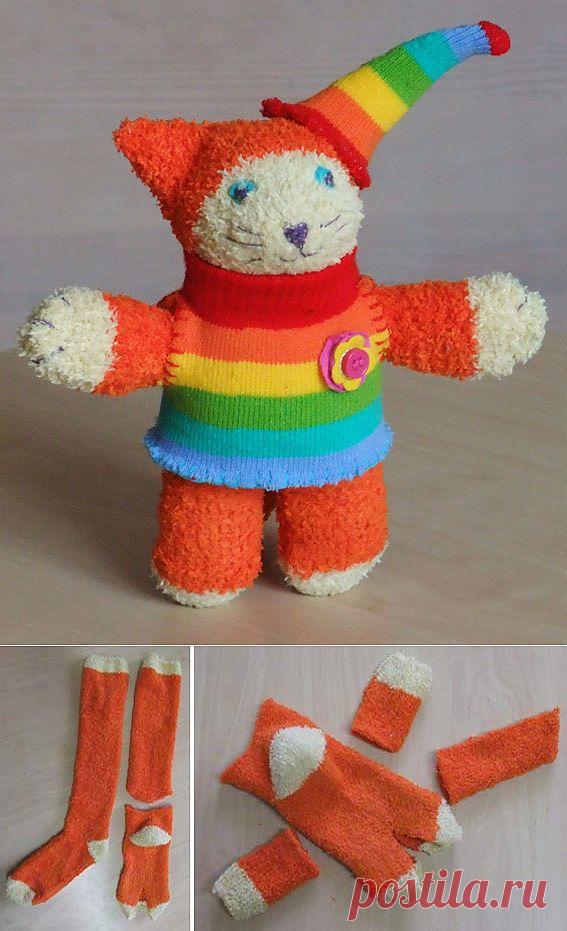 Котик из махровых носочков / Разнообразные игрушки ручной работы / PassionForum - мастер-классы по рукоделию
