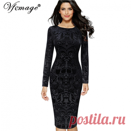 женщина элегантный Picture - More Detailed Picture about Vfemage Womens Elegant Vintage Retro Brocaded Velvet Slim Casual Party Special Occasion Pencil Sheath Bodycon Dress 4310 Picture in Dresses from Valuefashionshop | Aliexpress.com | Alibaba Group