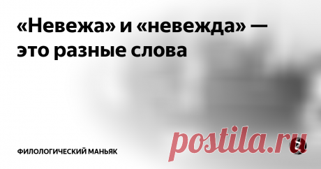 «Невежа» и «невежда» — это разные слова В русском языке существуют две похожие лексемы — «невежа» и «невежда». Это один из многочисленных примеров паронимов, т.е. лексем, сходных по звучанию, но различных по семантике.