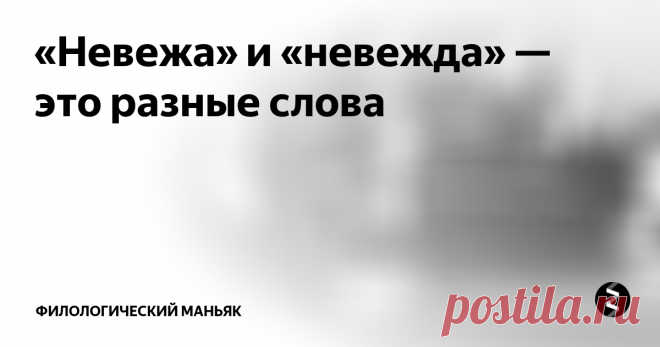 «Невежа» и «невежда» — это разные слова В русском языке существуют две похожие лексемы — «невежа» и «невежда». Это один из многочисленных примеров паронимов, т.е. лексем, сходных по звучанию, но различных по семантике.
