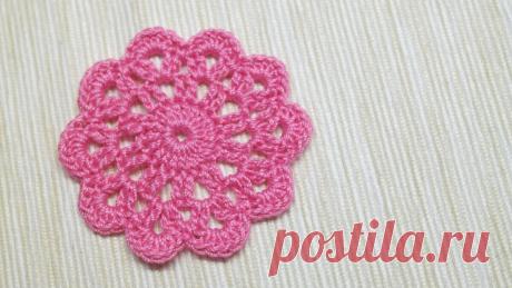 Мастер-класс по вязанию крючком простого цветочного мотива. | Повязули. Вязание крючком и вязание С2С. | Яндекс Дзен