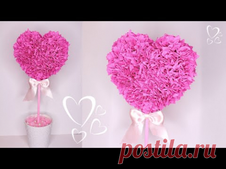 3D СЕРДЦЕ из гофрированной бумаги своими руками / ИДЕЯ ПОДАРКА к 14 февраля / DIY Wall Decor
