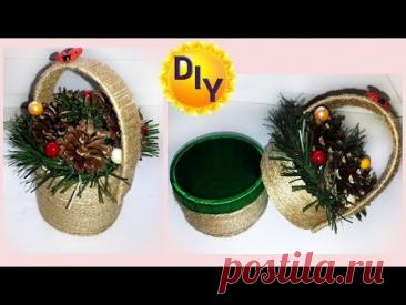 Шкатулка из джута и шишек  своими руками. Идеи из втулок от скотча
