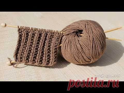 Рельефная резинка спицами. Видео + описание