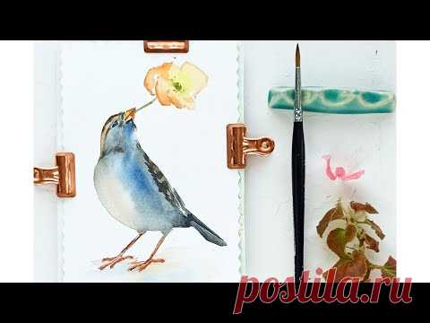 Акварельная открытка: рисуем в один слой быстро и эффектно