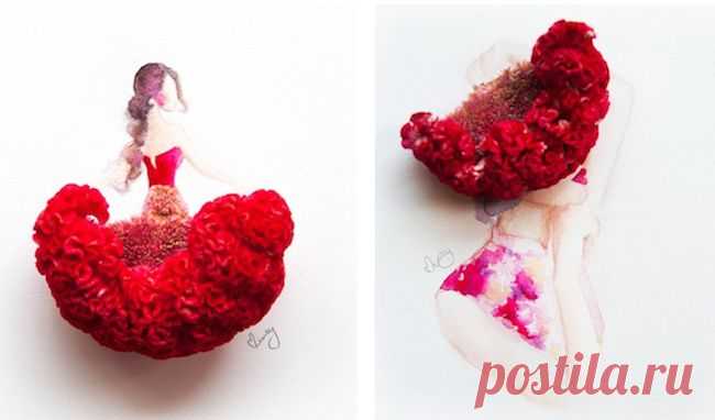 Рисунки из акварели и цветов