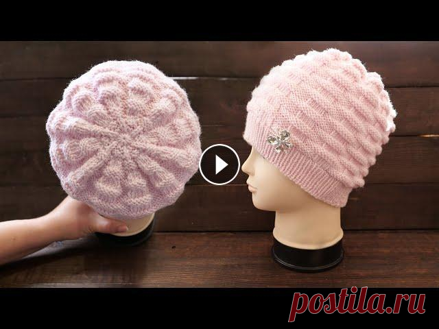 Вяжем ШАПКУ из переплетений спицами  Очаровательная шапка из переплетений, выполнена спицами На окружность головы: 54-58 см. Материалы: 100 г. пряжи Lana Gatto Maxi Soft (100% мерино, 50 ...