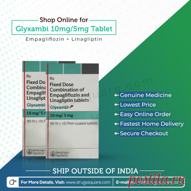 Glyxambi 10/5 mg uses - a combination of 2 oral diabetic medications, Empagliflozin and Linagliptin, is used to treat TYPE 2 DIABETES (T2D). Glyxambi 10 mg/5 mg tablet is also used to reduce the risk of death from a heart attack, heart failure, and stroke in patients with type 2 diabetes who also have heart disease.