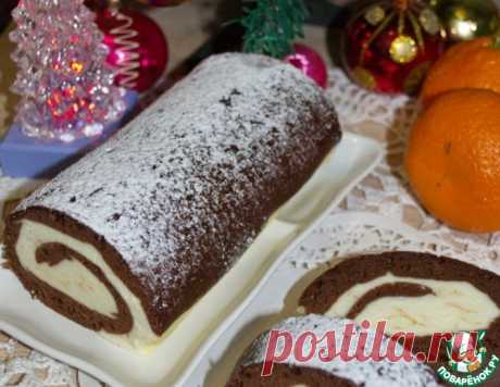 Шоколадный рулет с творожной начинкой – кулинарный рецепт