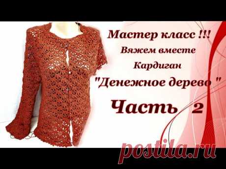 Мастер класс !!! Вяжем кардиган " Денежное дерево " Часть 2