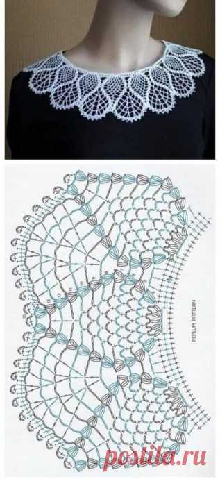 Узор для ажурного воротника крючком