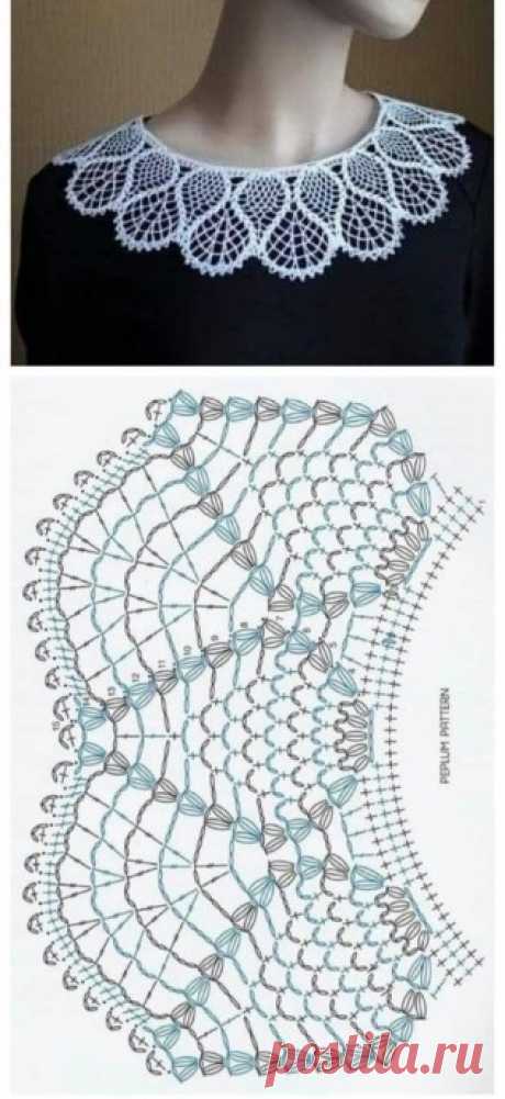 Узор для ажурного воротника крючком