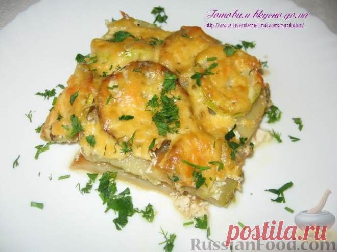 Рецепт: Картофель, запеченный с кабачками на RussianFood.com