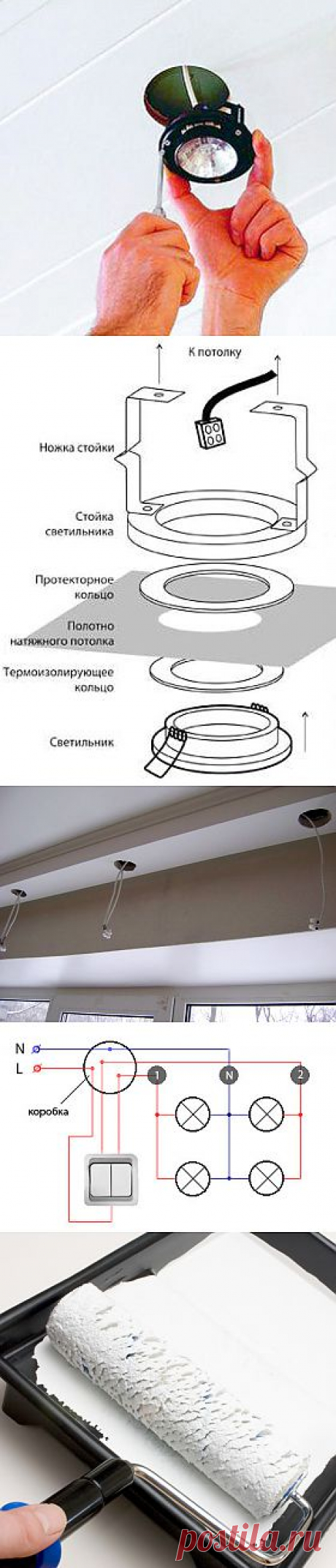 Монтаж точечных светильников в потолок своими руками