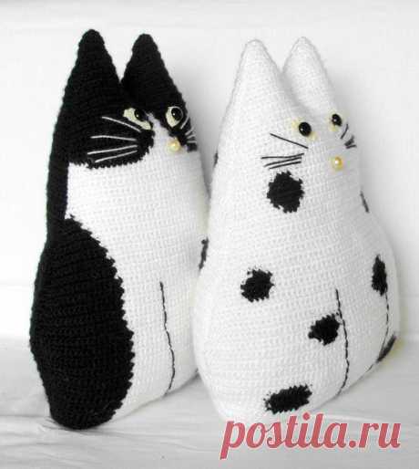 крючком кошка игрушка подушки установить Черный и белый кот душно от zolayka