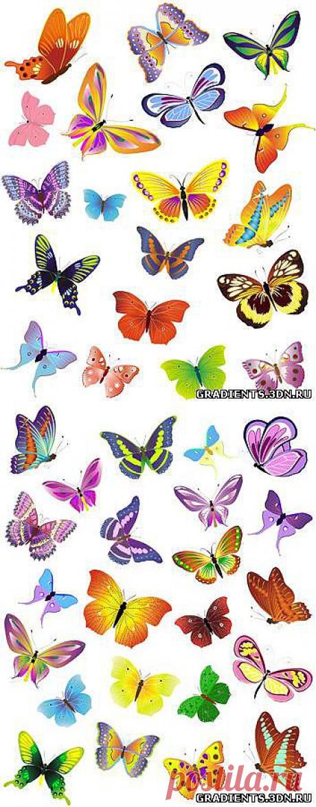 Клипарт - Разноцветные бабочки,  Клипарт - Разноцветные бабочки без регистрации