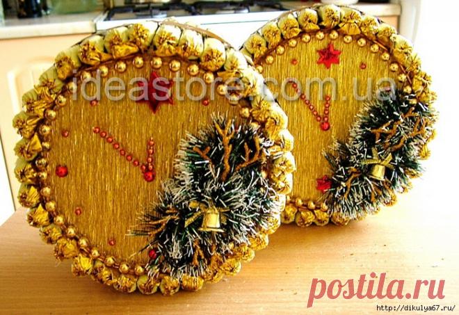 Новогодние часики из конфет от Юлии Пометун