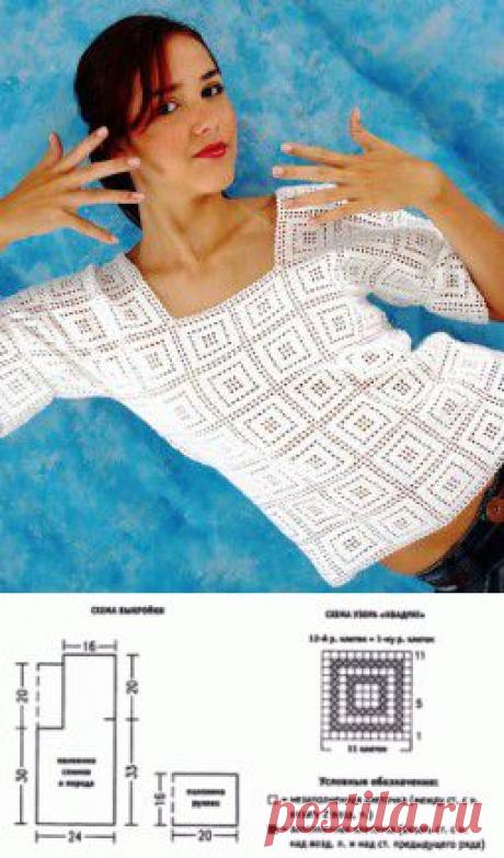 Легкий белый пуловер в греческом стиле | Вязание спицами и крючком – Азбука вязания