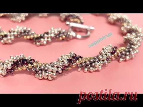 【ビーズステッチ】丸小ビーズだけで作れる！ツイストネックレスの作り方☆Beaded Twisted Necklace/Tutorial/MIYUKI seed beads/