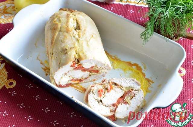 Куриный рулет с сыром и томатами
