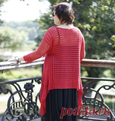 &quot;Этюд в алых тонах&quot; асимметрия в филейной технике - ярко-красный,красныйй