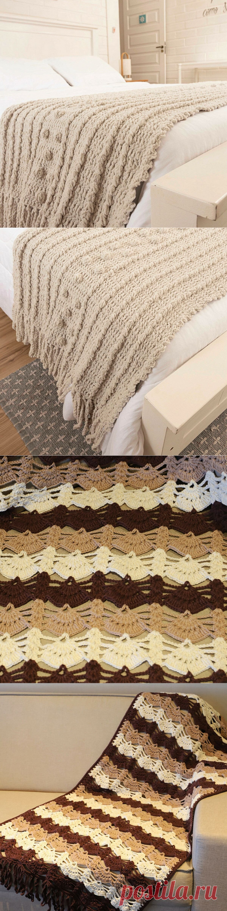 Что связать крючком: пледы со схемами | Paradosik_Handmade | Пульс Mail.ru
Бежевый объёмный плед крючком № 7. Получится очень мягким и одновременно лёгким — весь секрет в «плюшевой» пряже, из которой он вяжется. Много такой «плюшевой» пряжи, на ощупь напоминающей велюр. Понадобится около 5 мотков — на размер пледа 228 х 62 см — бежевой пряжи: 100% полиэстер; 100 гр — 230 м