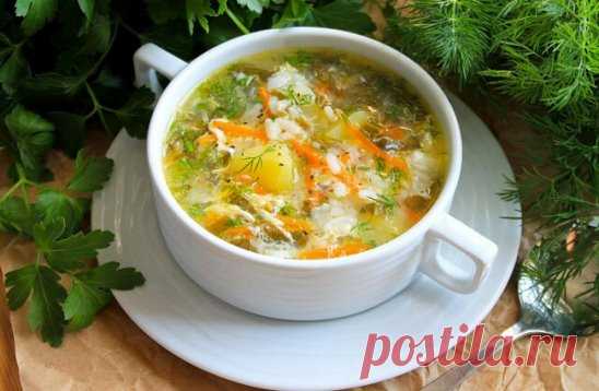 ЩАВЕЛЕВЫЙ СУП  БЕЗ МЯСА С ЯЙЦОМ И РИСОМ