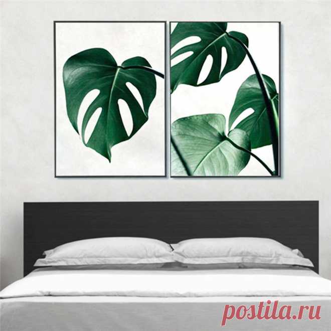1 piece canvas print painting nordic green plant leaf canvas art poster print wall picture home decor no frame Sale - Banggood.com