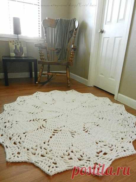Giant Crochet Doily Rug White Rug Large area rug от EvaVillain