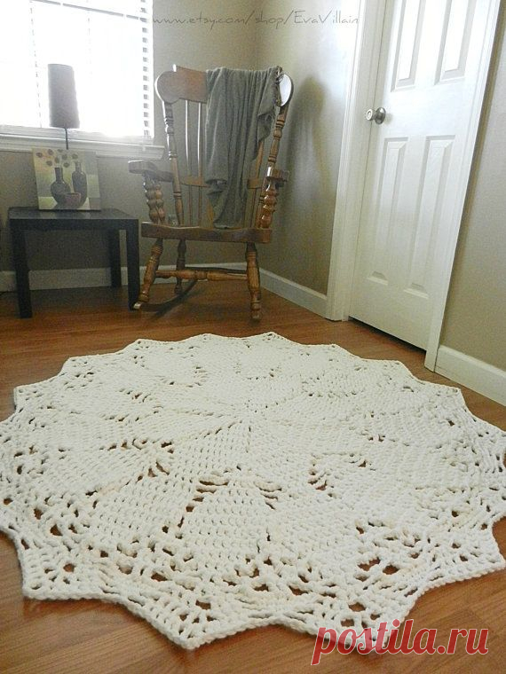 Giant Crochet Doily Rug White Rug Large area rug от EvaVillain