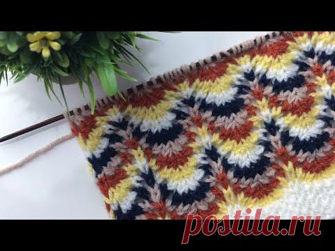 МОДЕЛЬ ВЯЗАНИЯ С ЦВЕТНЫМИ ВОЛНАМИ / Свитер / Кардиган / Куртка