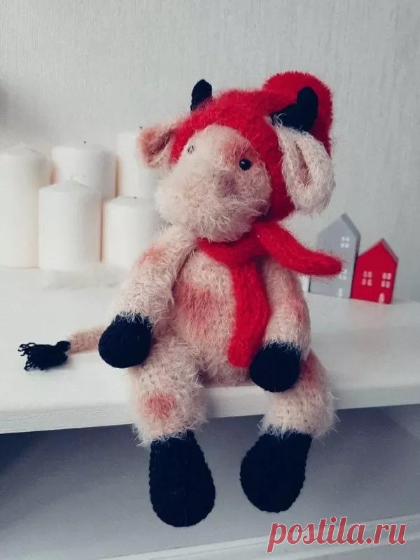 Вязаный крючком бычок из пряжи травки камтекс: пошаговая схема