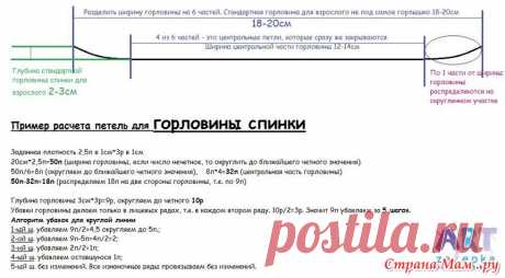 Пример расчета петель для горловины спинки: фотография в альбоме Схемы и приемы вязания - Страна Мам