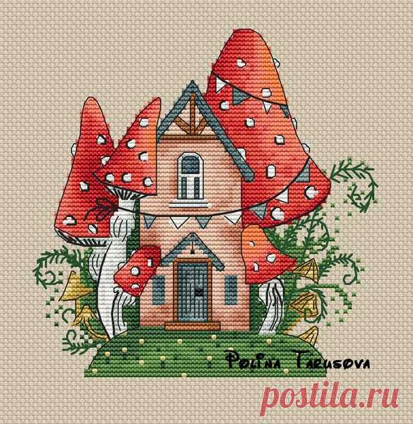 Многие меня спрашивают, Полина, а где же наши любимые домики!? Мы соскучились!
Ну значит пора)
Вот он, долгожданный, мухоморный)
Дом в мухоморах
По рисунку Тони Ткач
размер 81*82 крестика
25 цветов 1 бленд из них
300 р